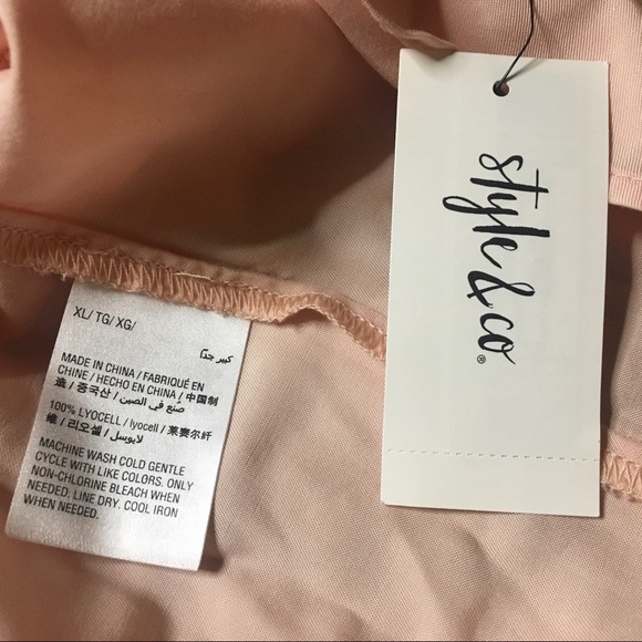 Style & Co Sleeveless Button Down Shirt Peach Pockets Plus Size XL Extra Large - Picture 4 of 12